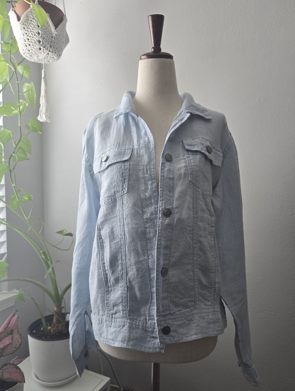 Jones New York Light Blue Linen Lightweight Jacket NWOT